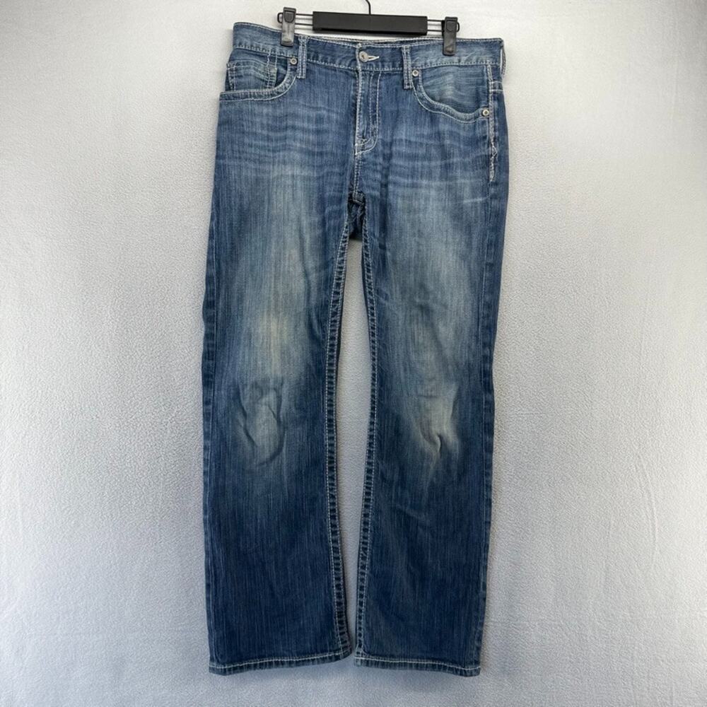 Buckle Bke Jeans men's 33x31 Blue Denim Carter Boot bootcut Distressed Y2k